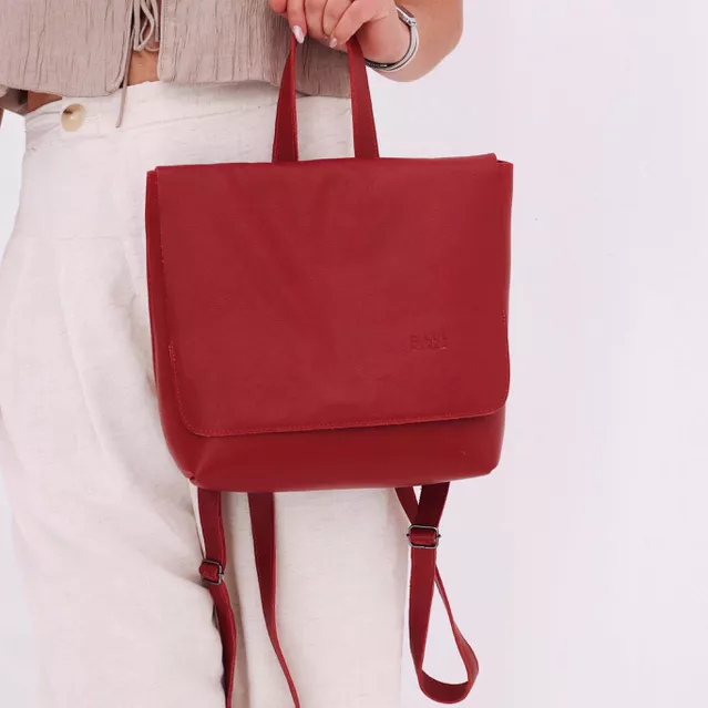 Mochila de couro - LOTUS - Vermelha