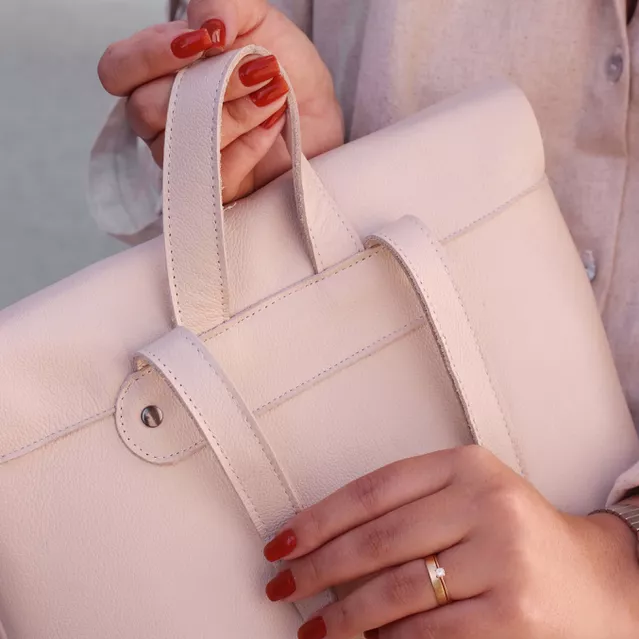 Mochila de couro - LOTUS - Off White